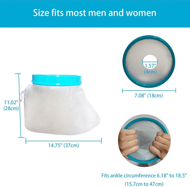 Tideshake Waterproof Foot Cast Cover for Showering, Reusable Adult Foot Cast Protector, Cast Covers for Ankle Shower after Surgery, Watertight Cast Bag for Burns - Image 2